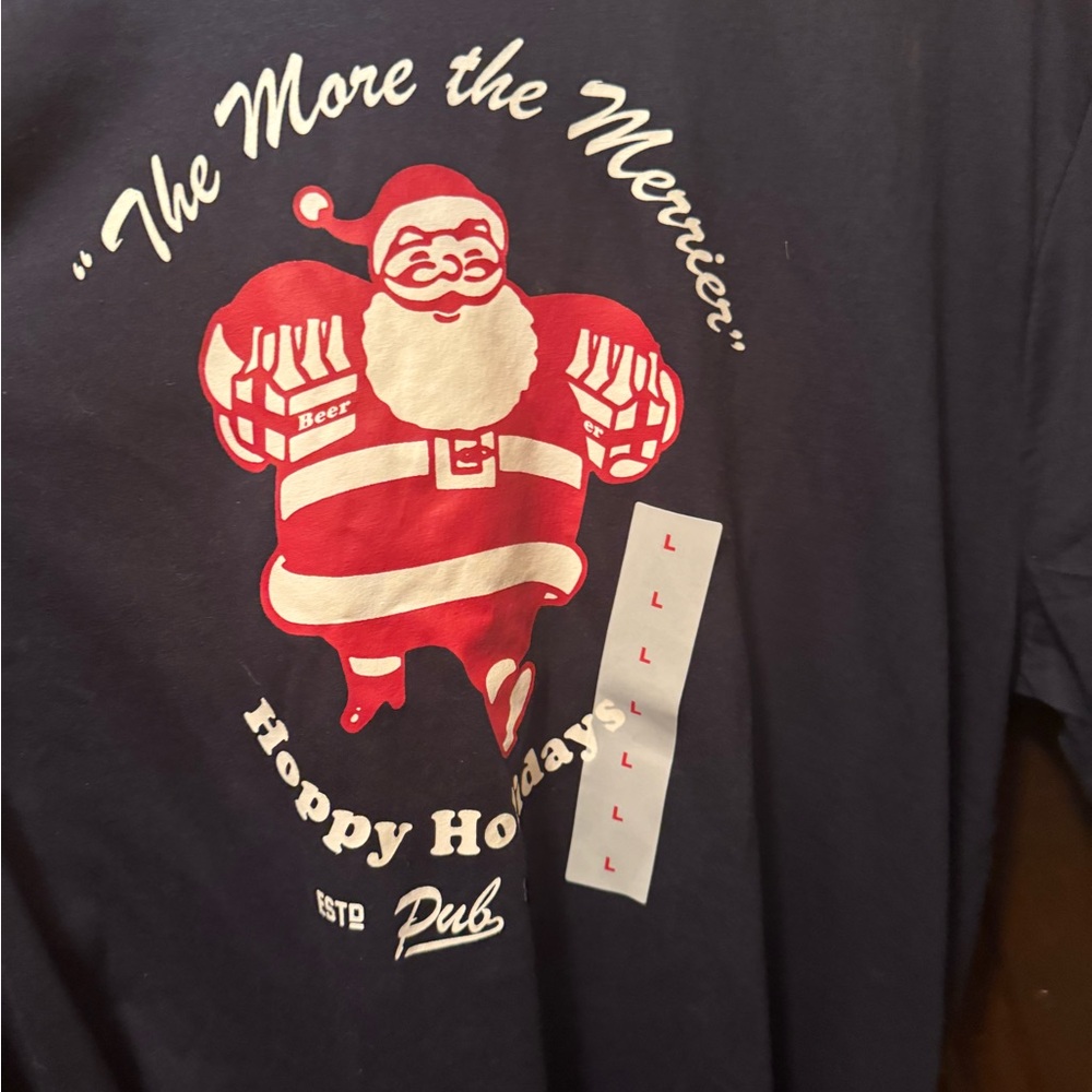 Women’s Large Old Navy Festive Santa Holiday T-Shirt (NEW)
